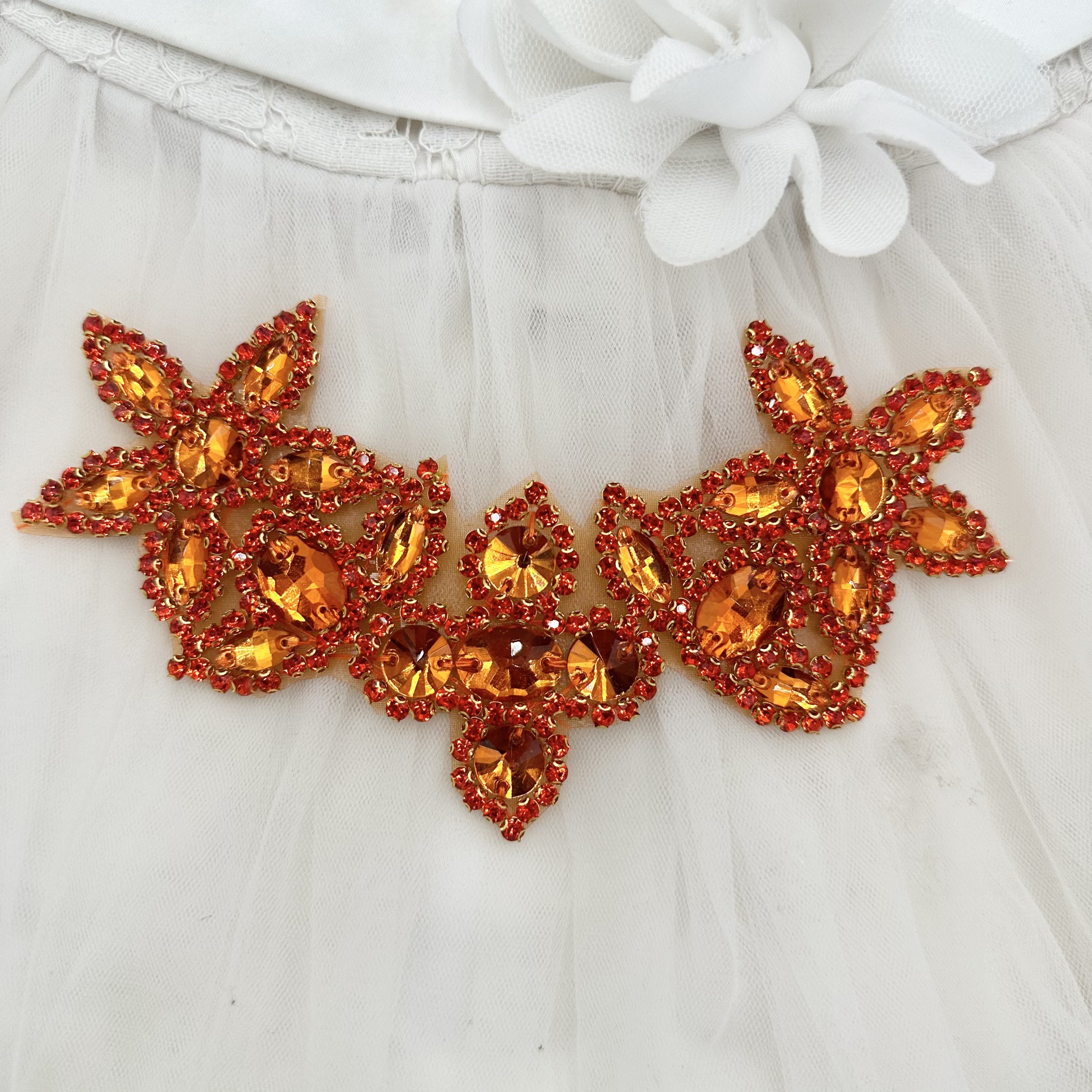 Crystal Glass Buckle Hand-Sewn Drill Flower for Dresses